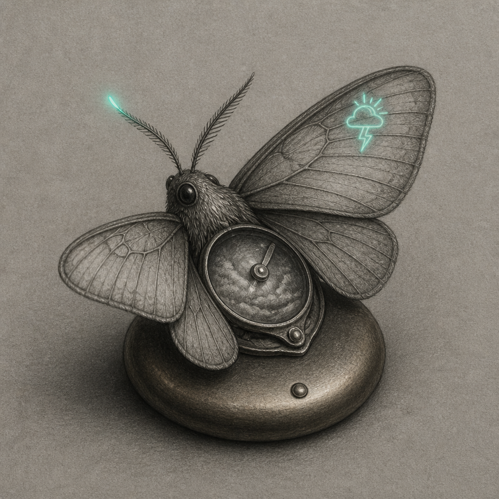 Tendre Commission: Pocket oracle: a moth that whispers weather
